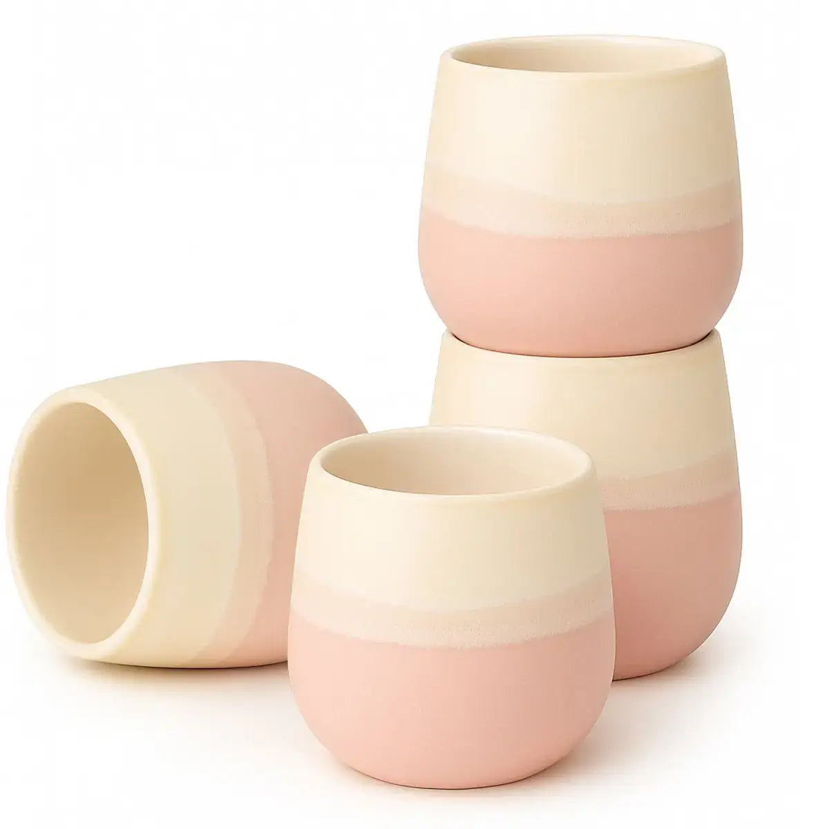 Lot de 4 tasses à thé asiatiques Fuji Pink