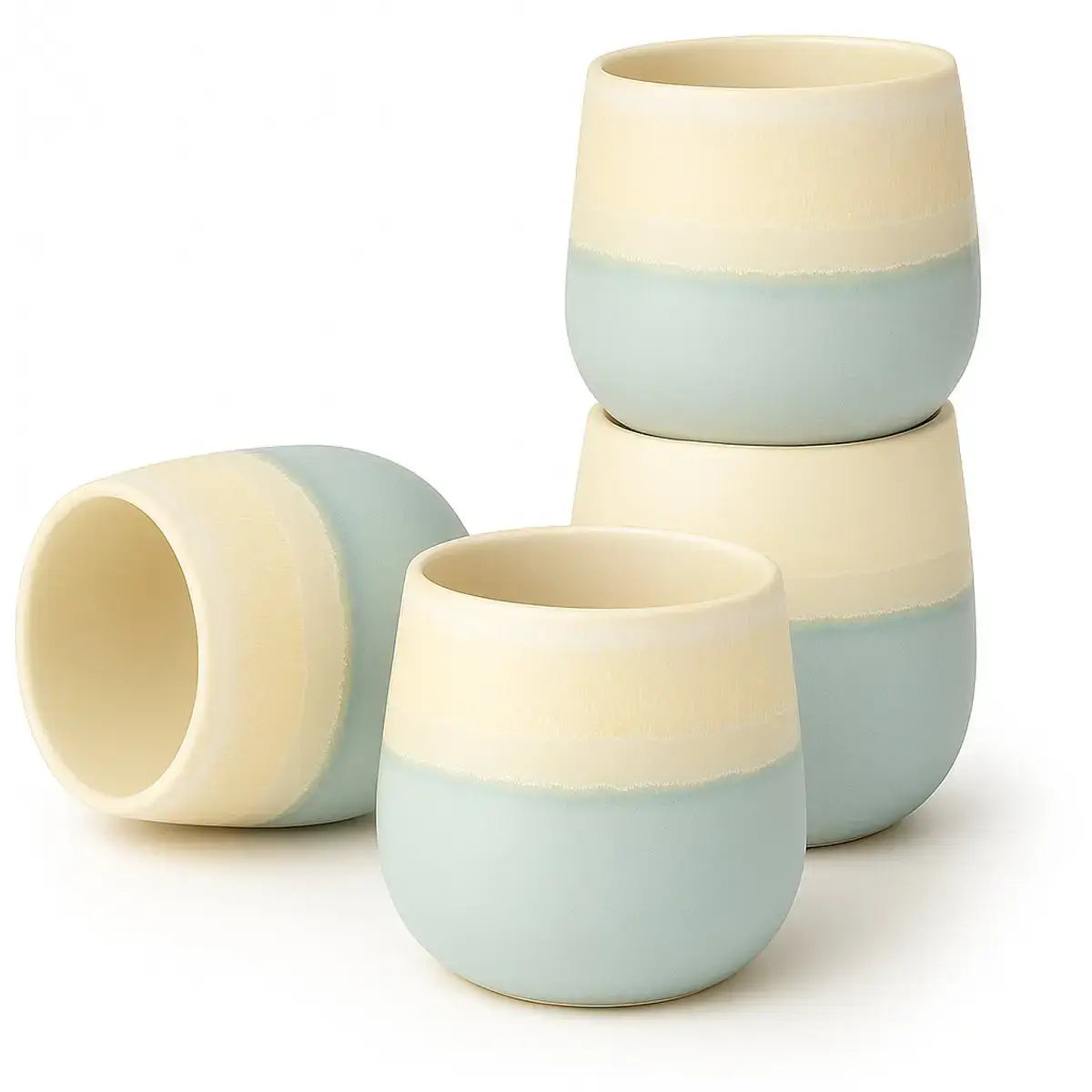 Lot de 4 tasses à thé asiatiques Fuji Blue