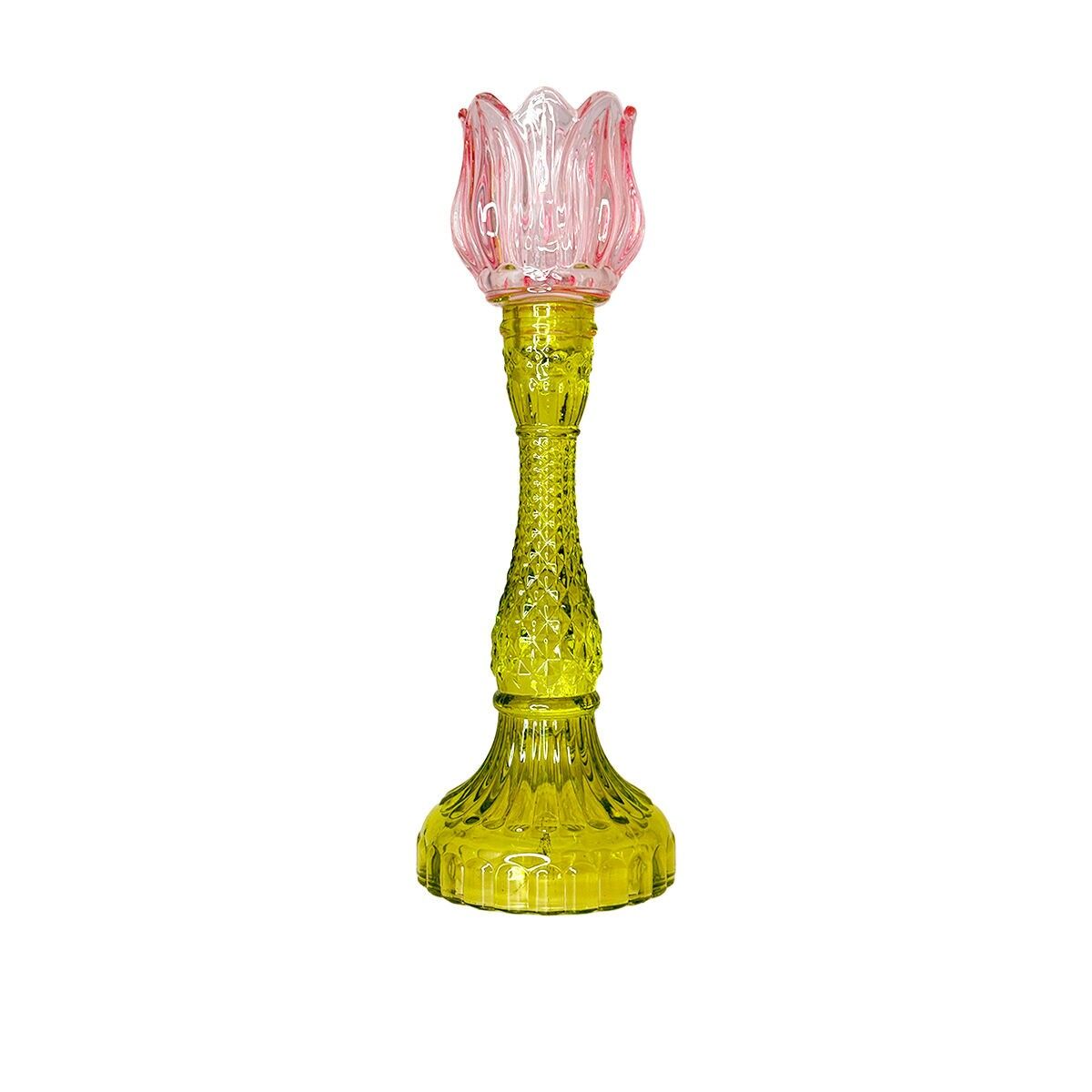Bougeoir Capri 29 cm, rose clair & vert — Aulica