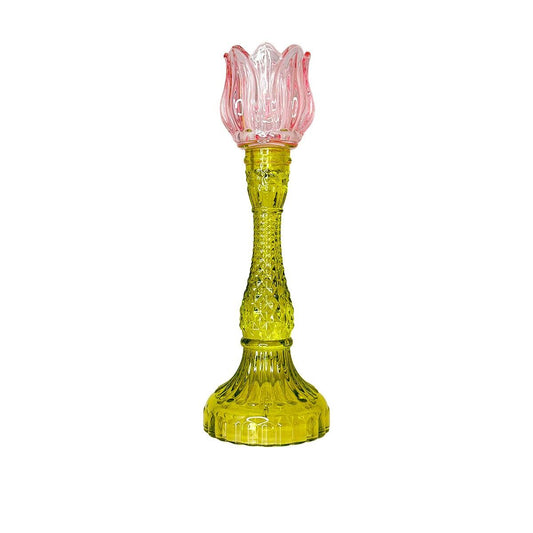Bougeoir Capri 29 cm, rose clair & vert — Aulica