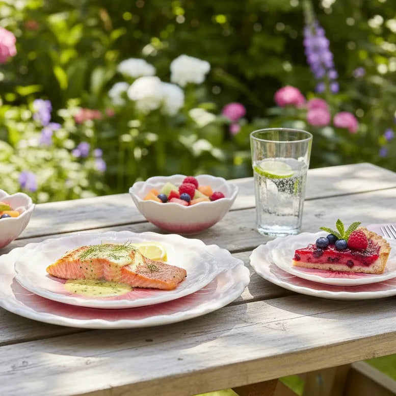 Assiettes Capri en verre coloré (rose, jaune, vert)
