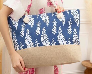 sac de plage feuilles