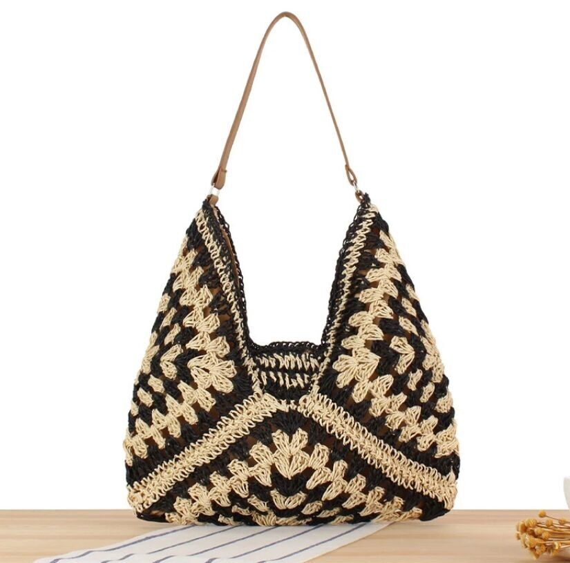 sac de plage épaule tressé bicolore