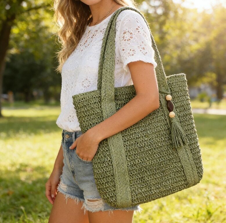 sac de plage cabas en raffia
