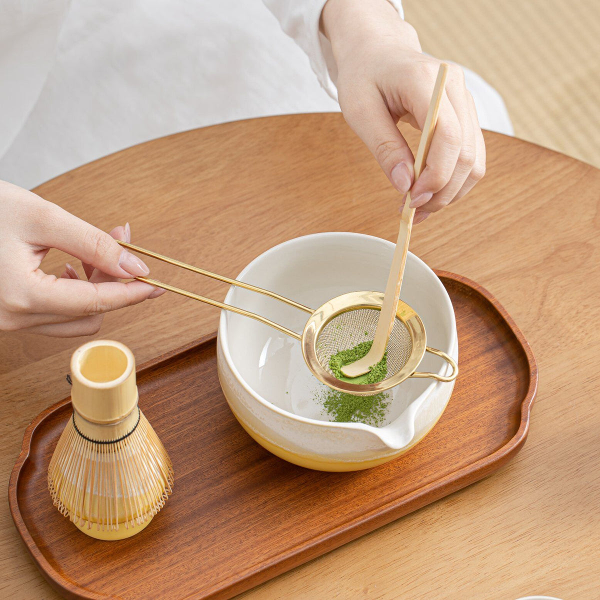 Chakoshi passoire à matcha — détail de la maille