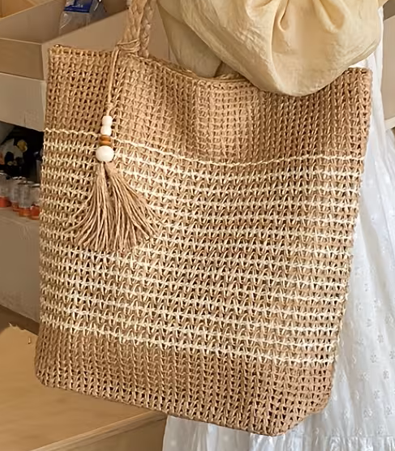 sac bandoulière paille tissé