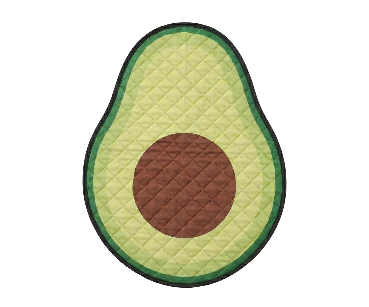 Couverture de pique-nique Avo Chill verte en forme d'avocat, vue de dessus