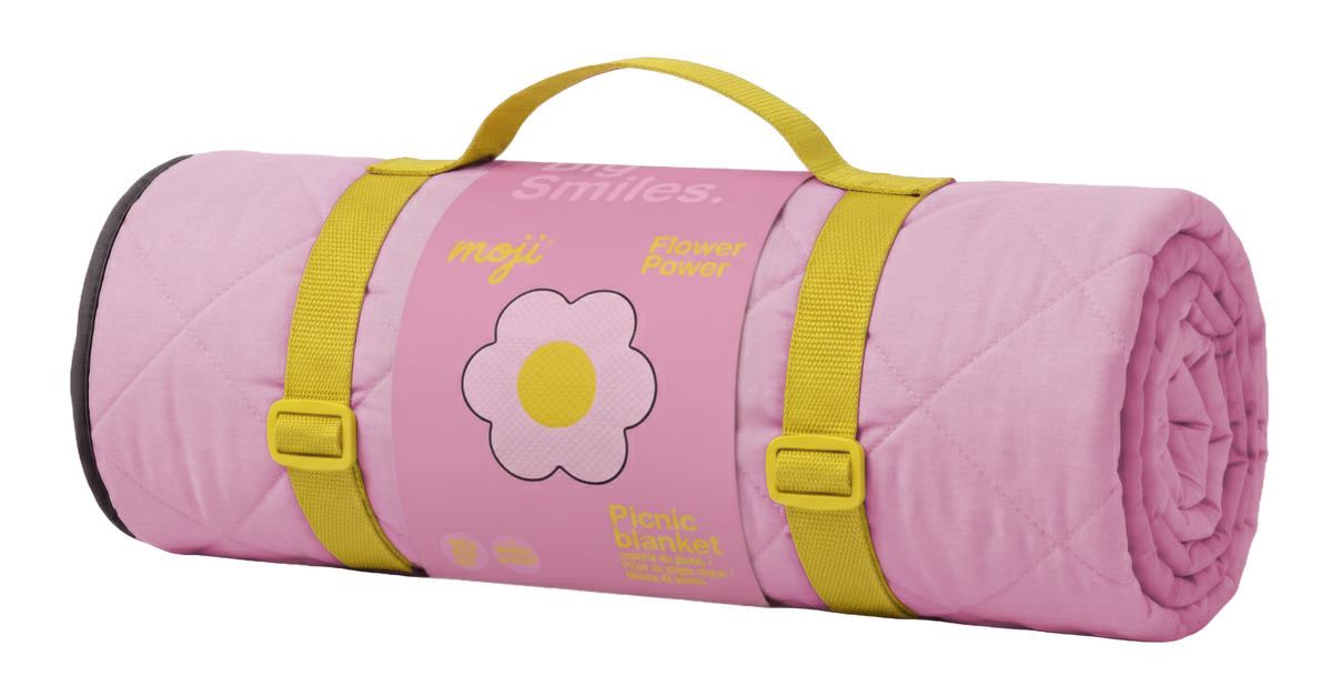 Couverture de pique-nique Flower Power roulée avec sangles et poignée de transport