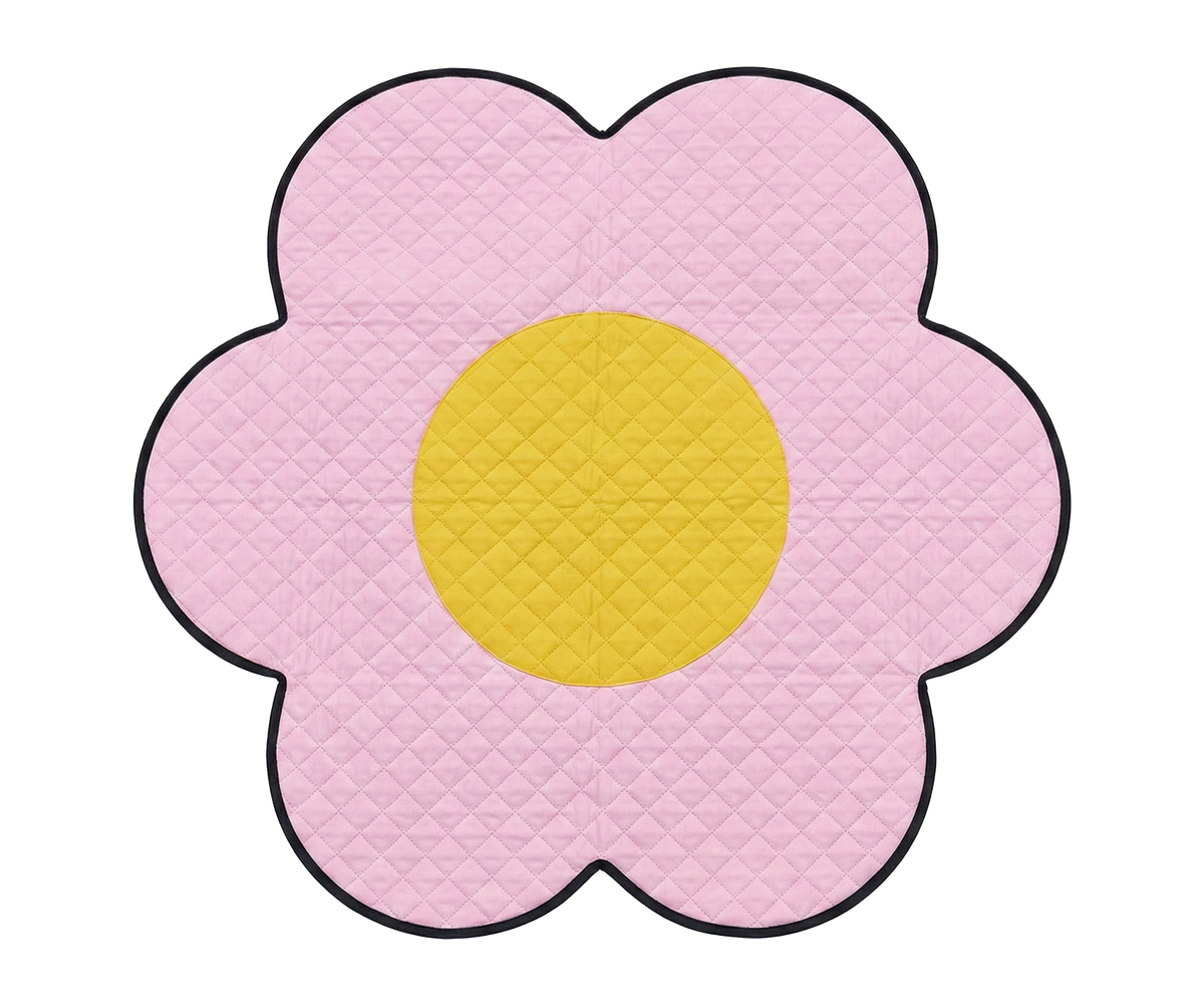 Couverture de pique-nique Flower Power rose en forme de fleur, vue de dessus