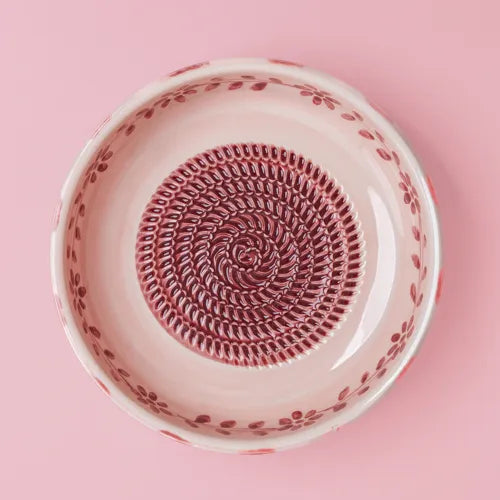 Plat à râper en céramique fait main – Sakura rose