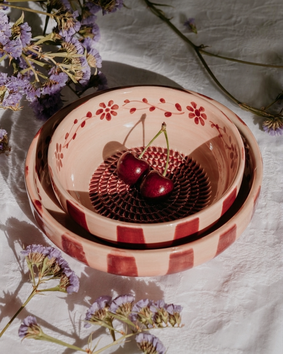 Plat à râper en céramique Sakura rose — Alfar Tierra Cocida