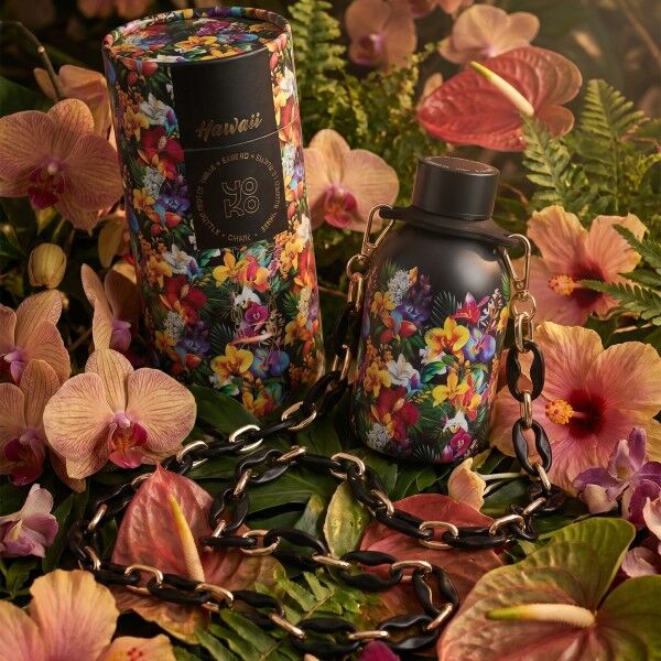 Coffret cadeau Hawaii – Bouteille isotherme Blush 350 ml & chaîne