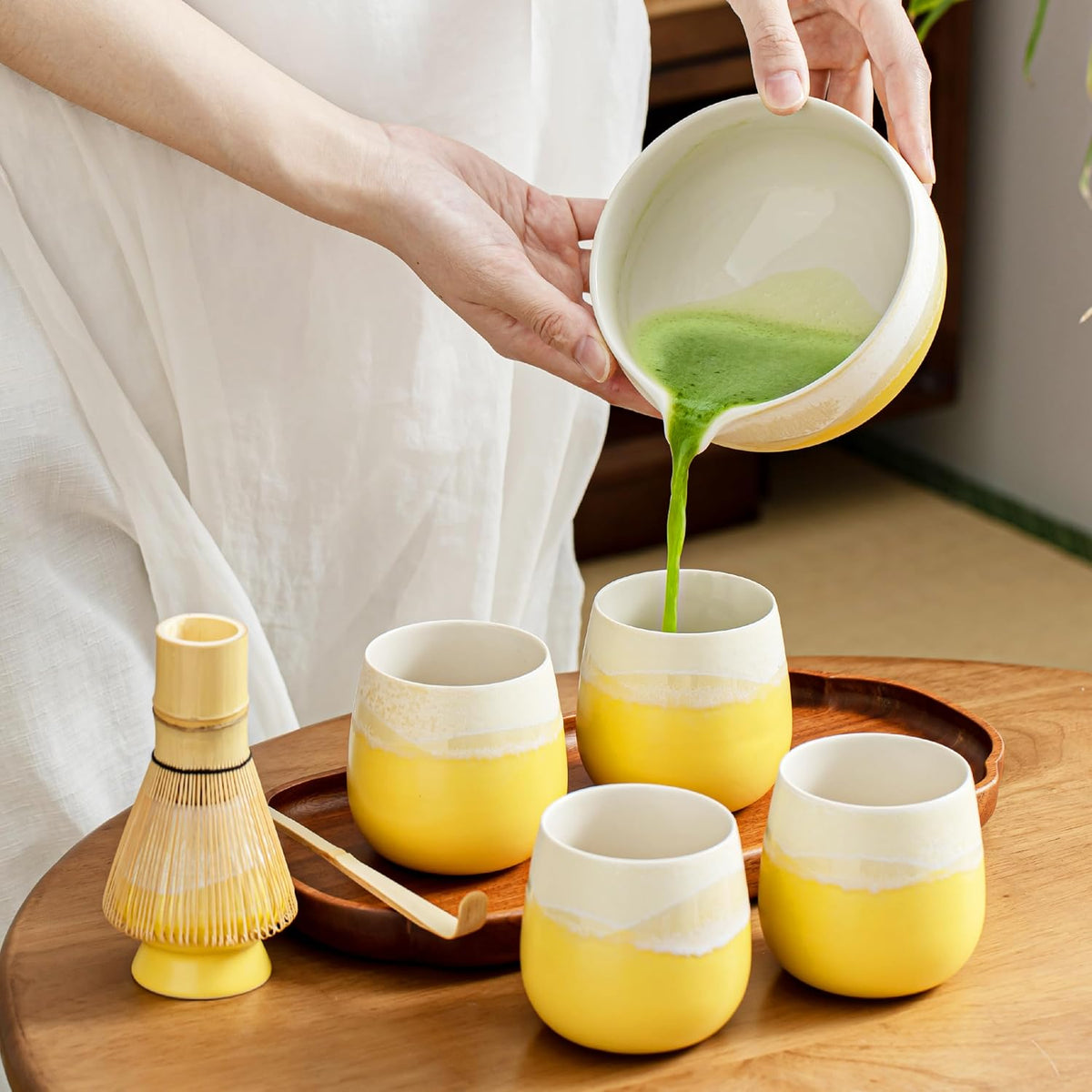 Lot de 4 tasses à thé asiatiques en céramique 200 ml