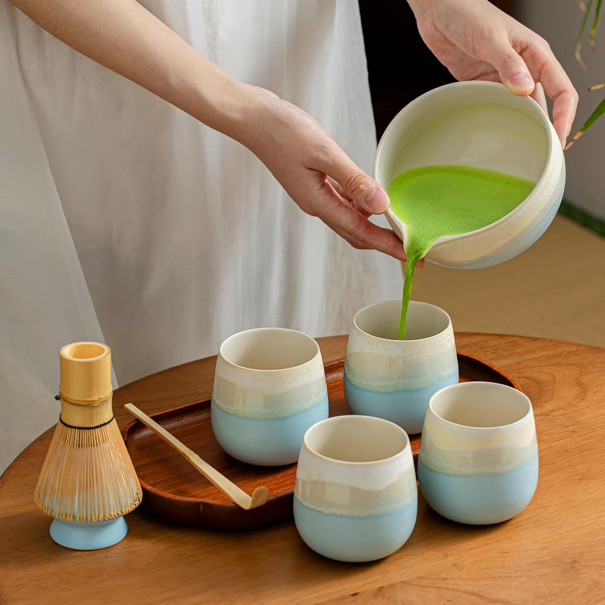 Lot de 4 tasses à thé asiatiques en céramique 200 ml