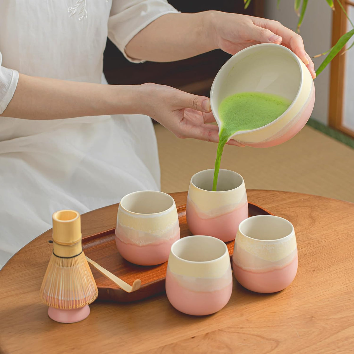 Lot de 4 tasses à thé asiatiques en céramique 200 ml