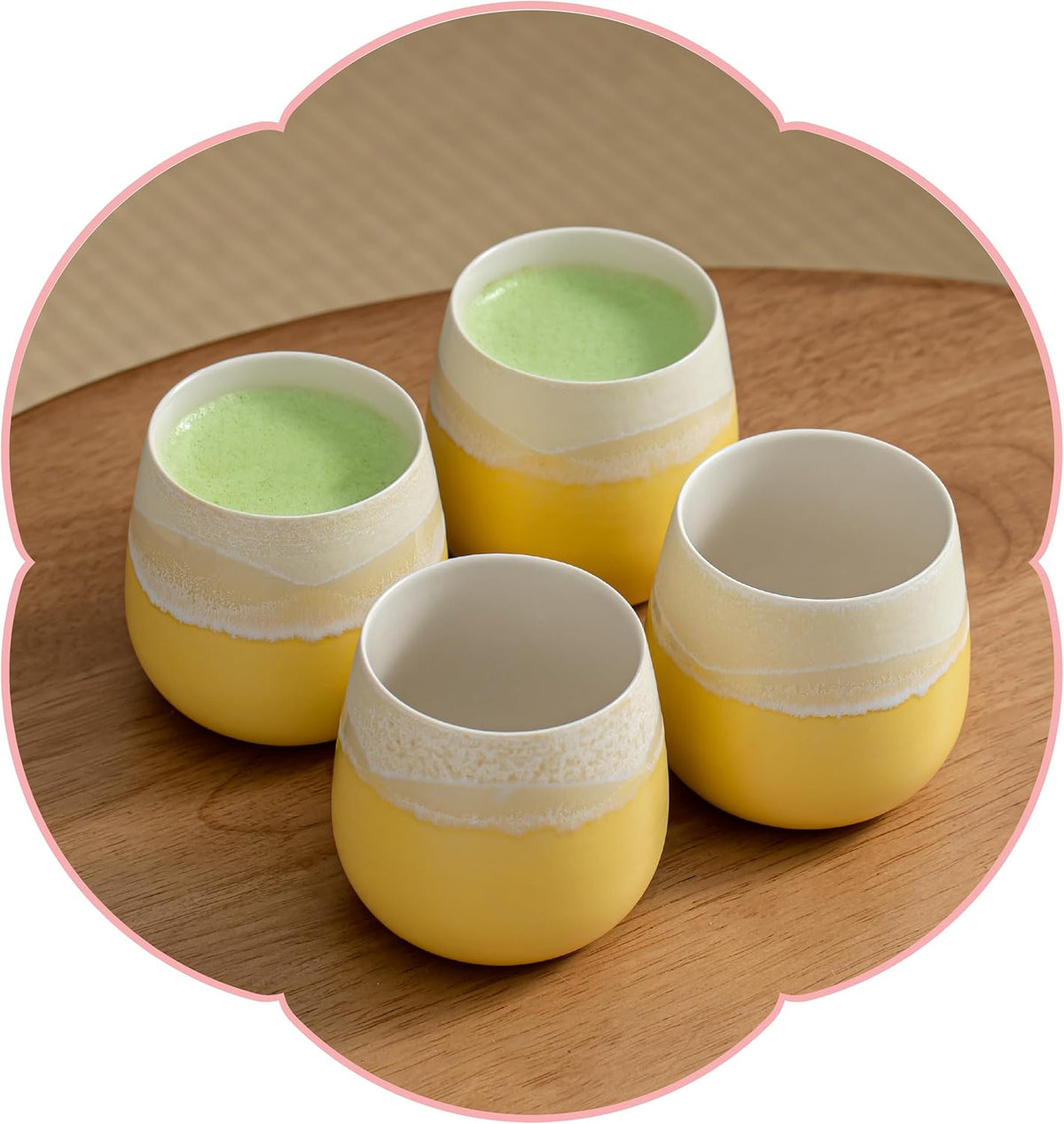 Lot de 4 tasses à thé asiatiques en céramique 200 ml