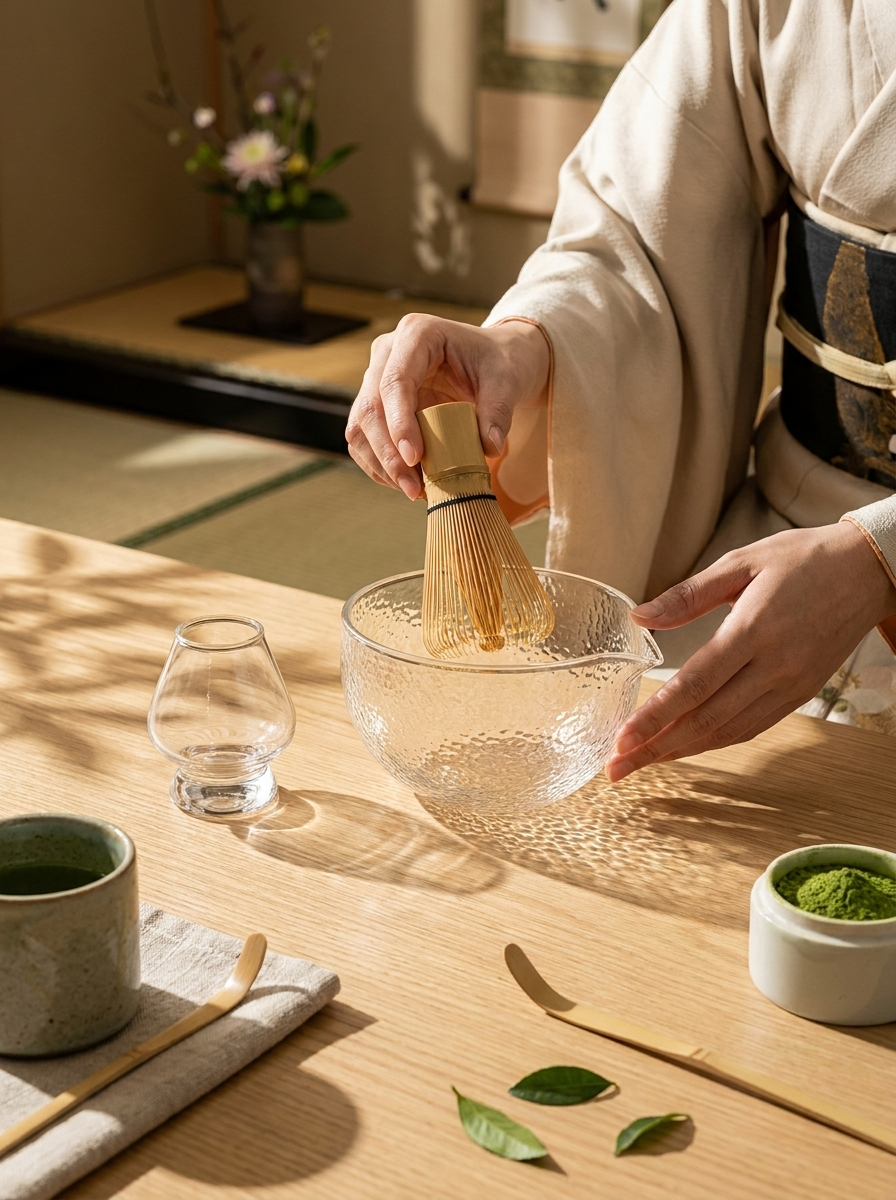 Ensemble bol à matcha et support à chasen – verre 450 ml