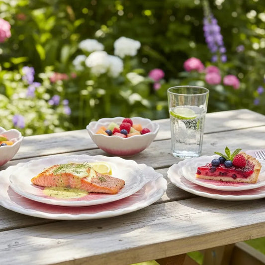 Assiettes Capri en verre coloré (rose, jaune, vert)
