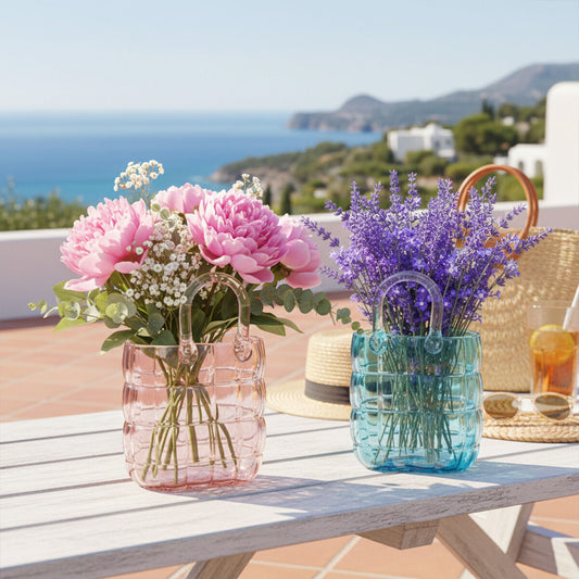 Vase sac matelassé bleu, mise en situation — Aulica