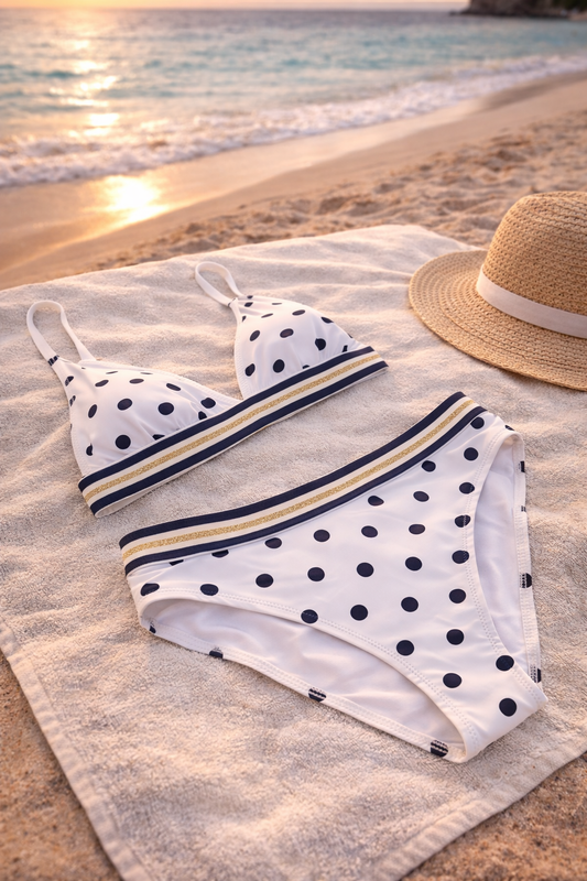 maillot de bain bikini triangle à pois