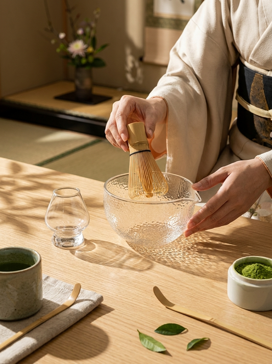 Ensemble bol à matcha et support à chasen – verre 450 ml